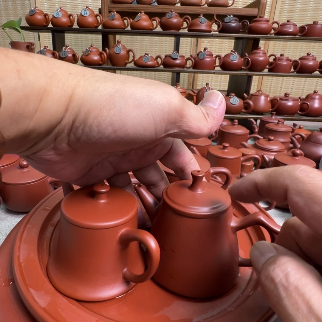****民茶壶紫砂潮州手拉朱泥壶，微瑕不退换