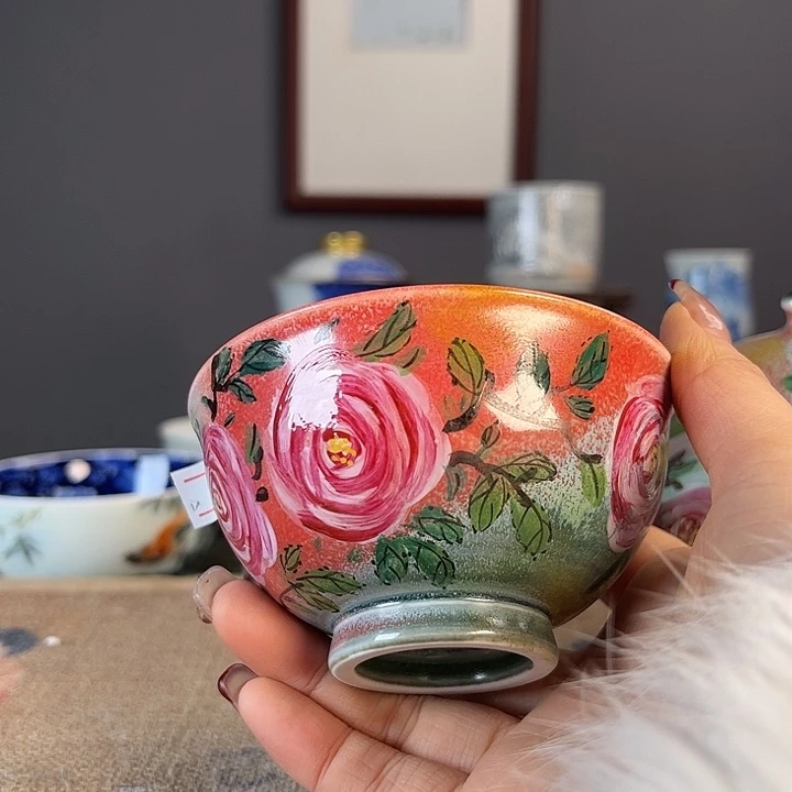 摆件景德柴烧茶杯多人