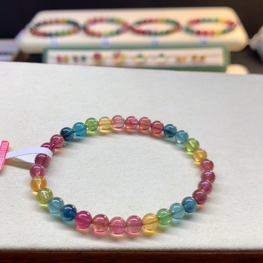 碧玺未镶嵌手串彩虹5.8mm