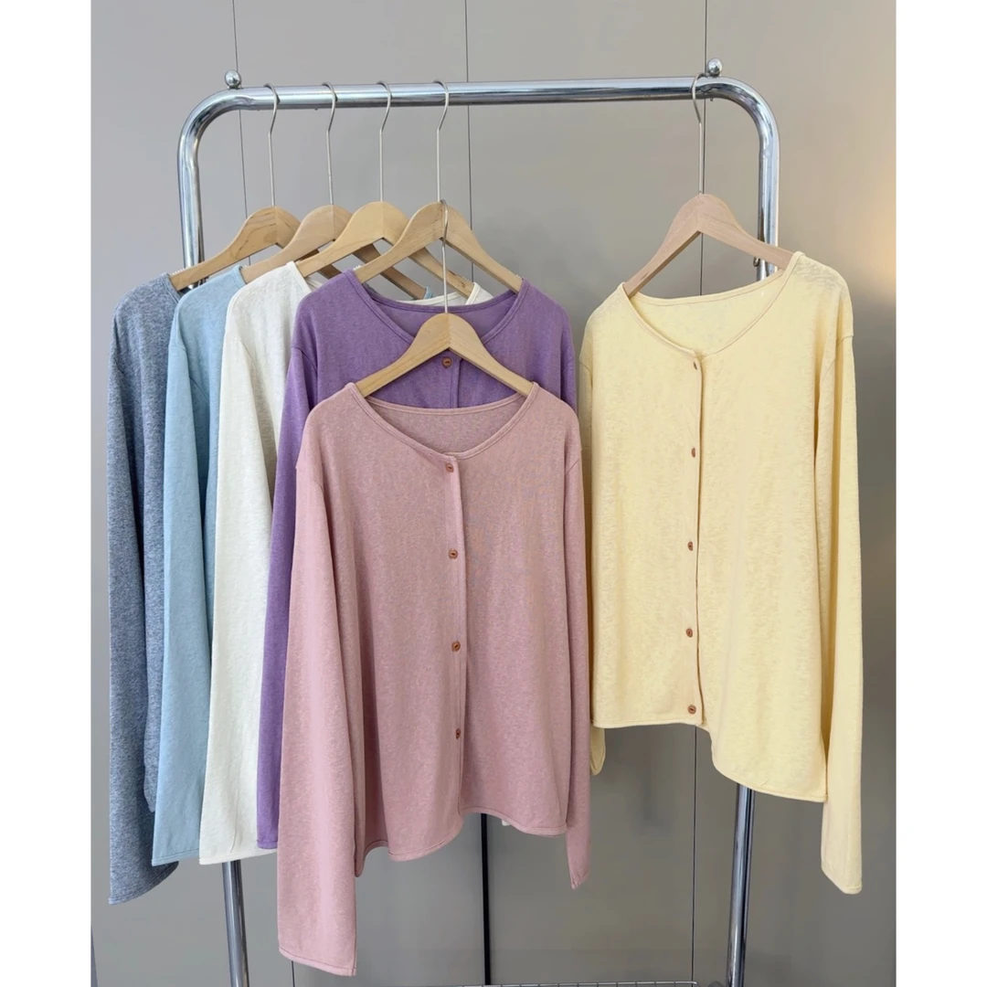 清！《大橙子》高定面料特舒适韩系圆领宽松长袖开衫薄外套女防晒衣