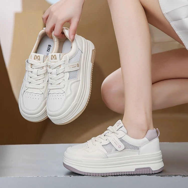 透气网面厚底增高小白鞋女2025学生百搭韩版休闲运动板鞋0055