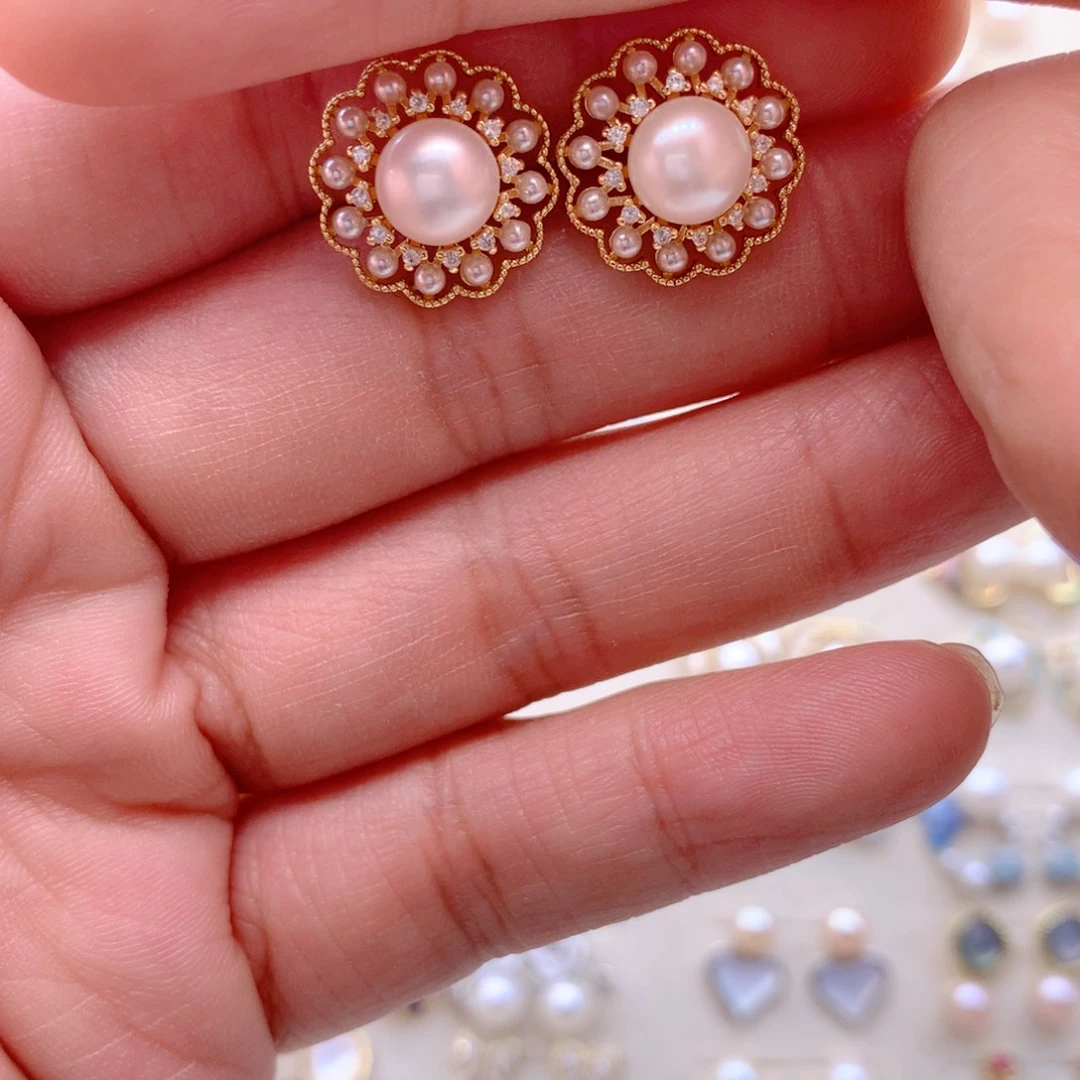 耳饰合金淡水珍珠