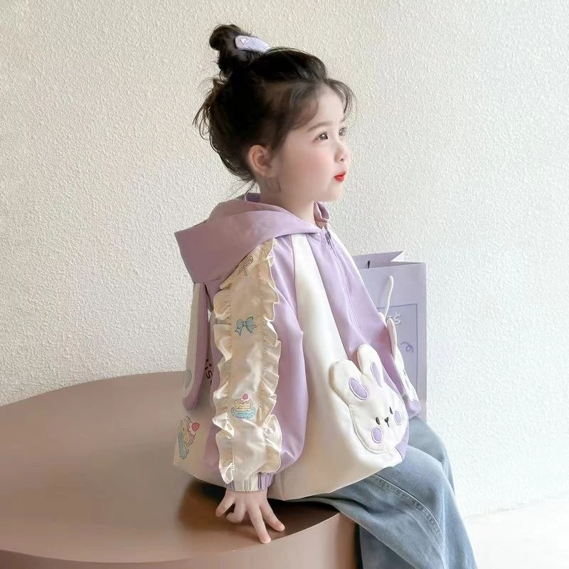 【爱泽儿】女童春季可爱卡通兔耳朵外套开衫宽松中小童女宝宝上衣