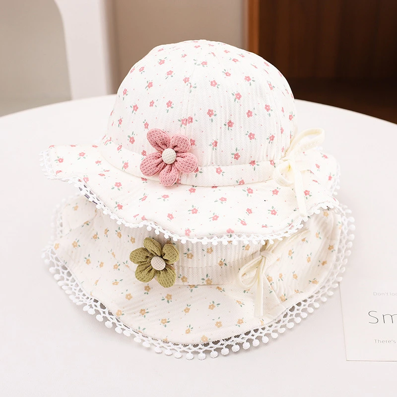 婴儿帽子春秋女宝宝渔夫帽秋季甜美超萌小月龄女童防风婴幼儿盆帽
