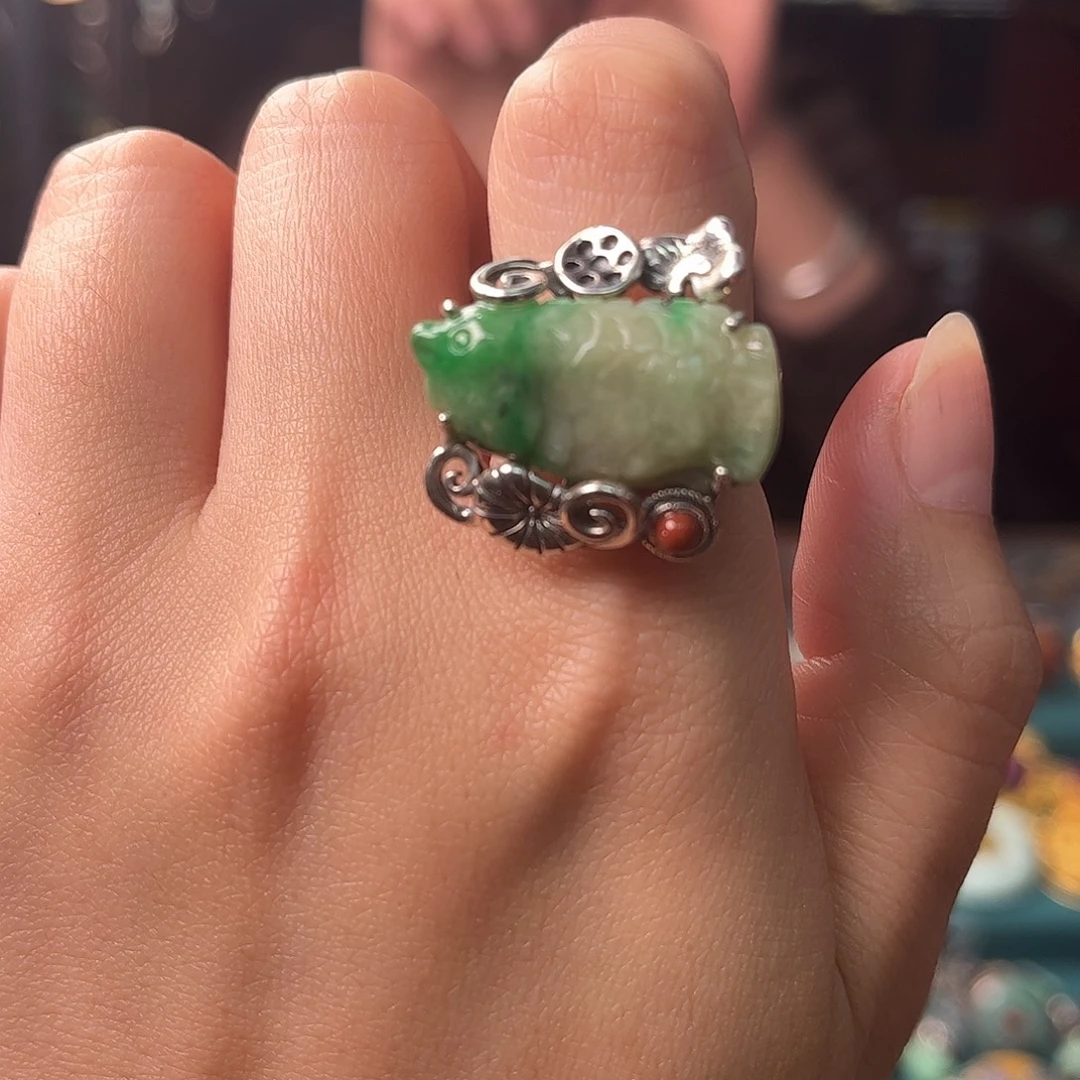翡翠银S925镶嵌戒指