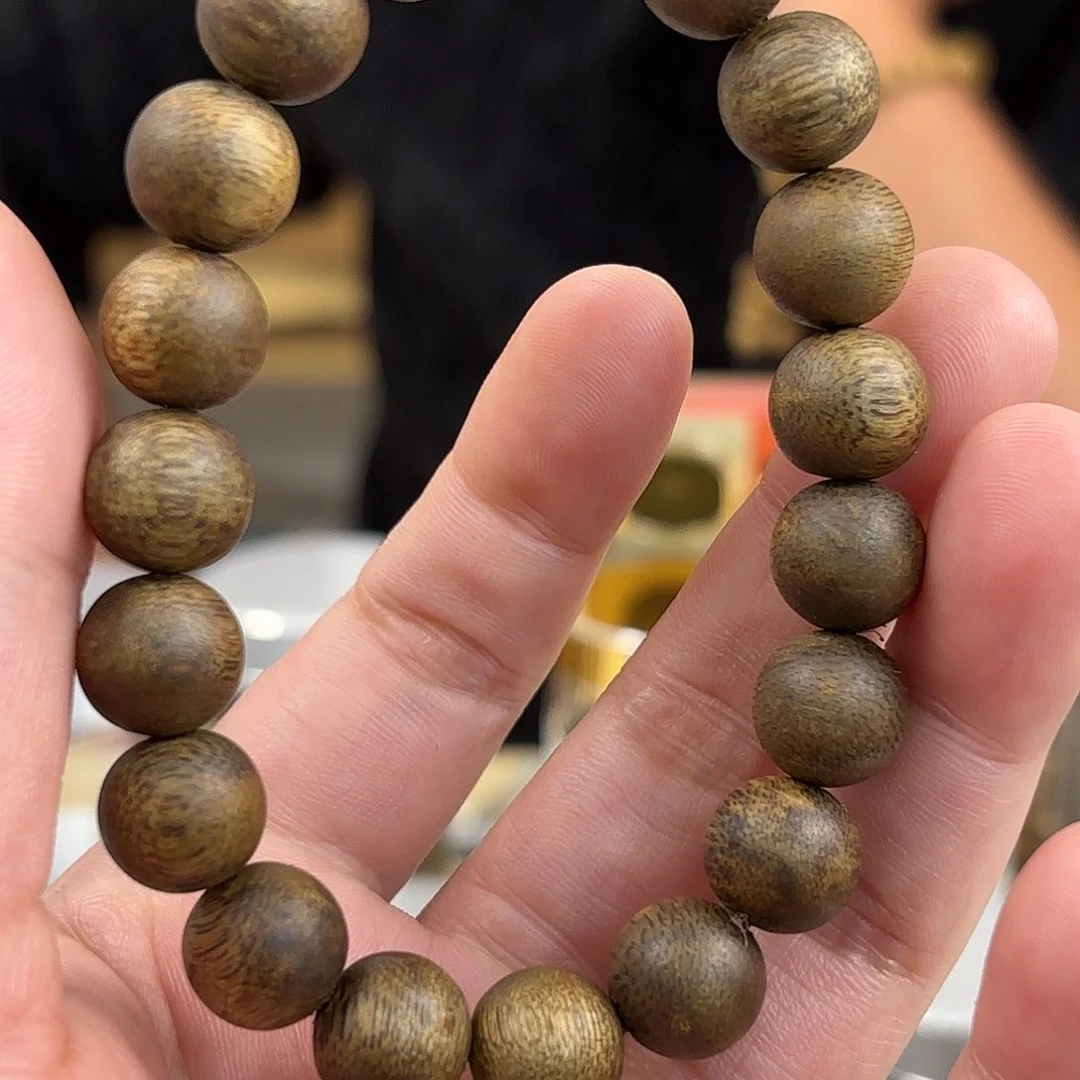 沉香手串缺***豚种植绿棋单圈圆珠发一
