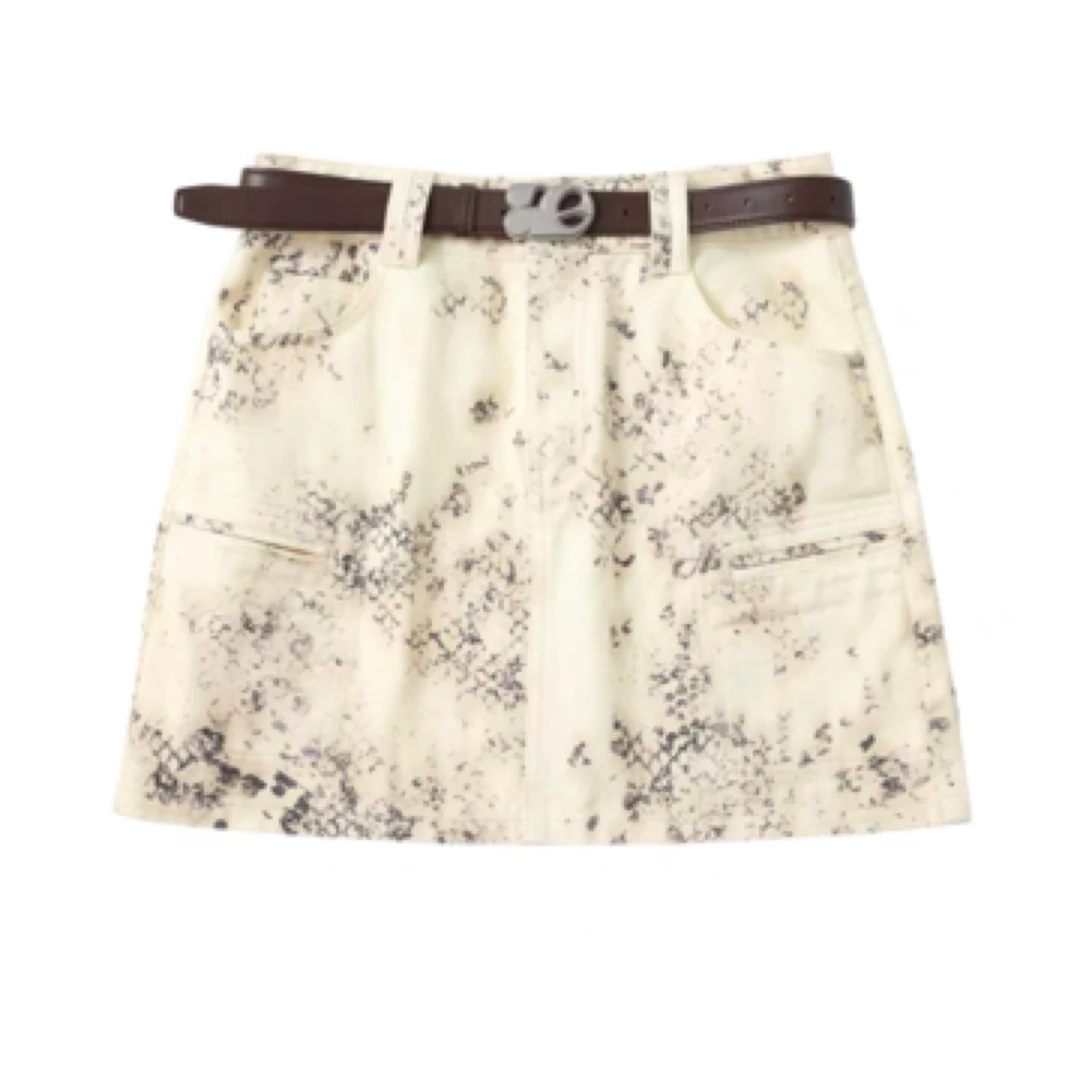 AVVENN 蛇纹牛仔短半裙 6422510212001