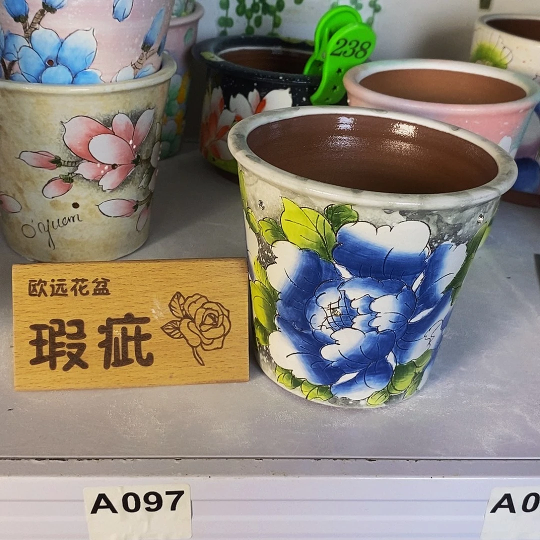 紫砂花盆红陶手绘花盆