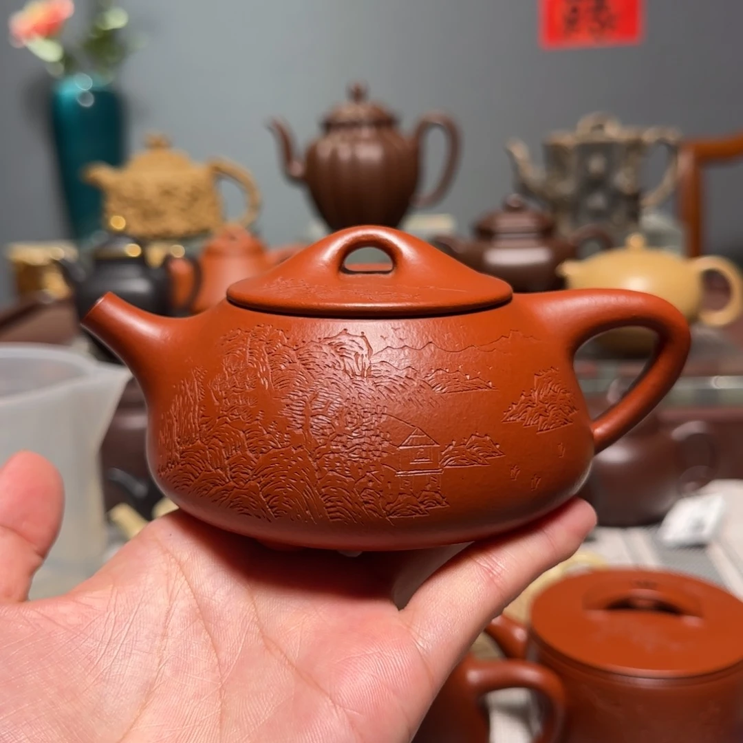 茶壶紫砂全手工景舟石瓢朱泥 230cc