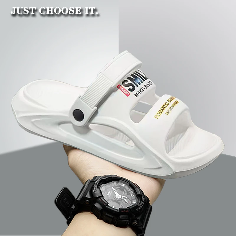 男凉拖外穿爆款百搭夏季厚底透气纯色加厚软底潮流男士可开车专用