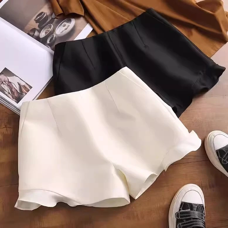 一线大品牌高端剪标女装外贸清货原单荷叶边高腰阔腿短裤休闲裤女