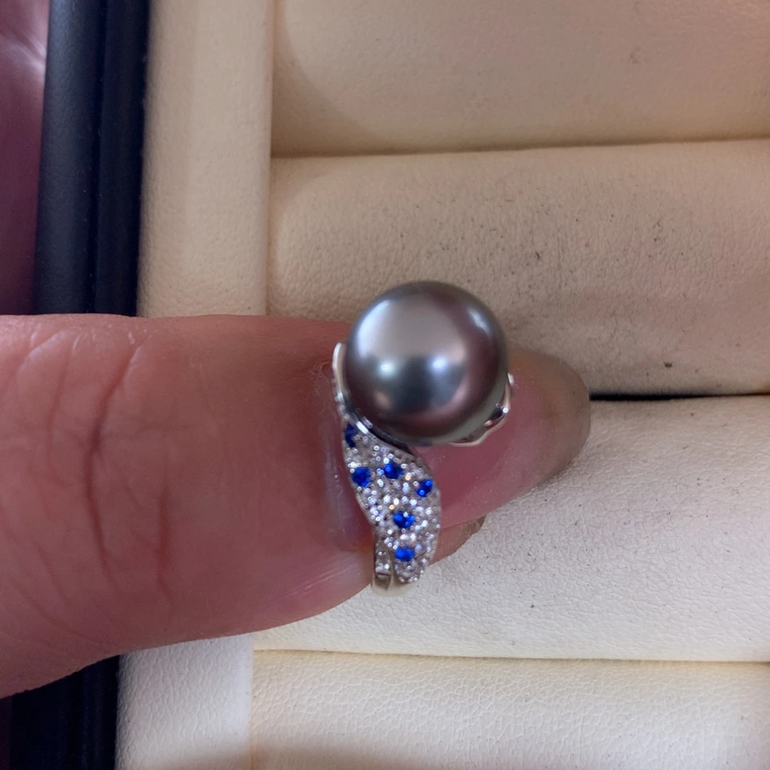 银S925镶嵌海水珍珠戒指