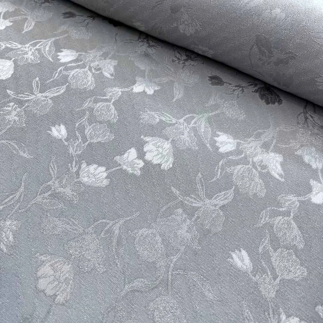 【楚娇】54-灰色织银郁金香  百分百桑蚕丝  70门幅正绢