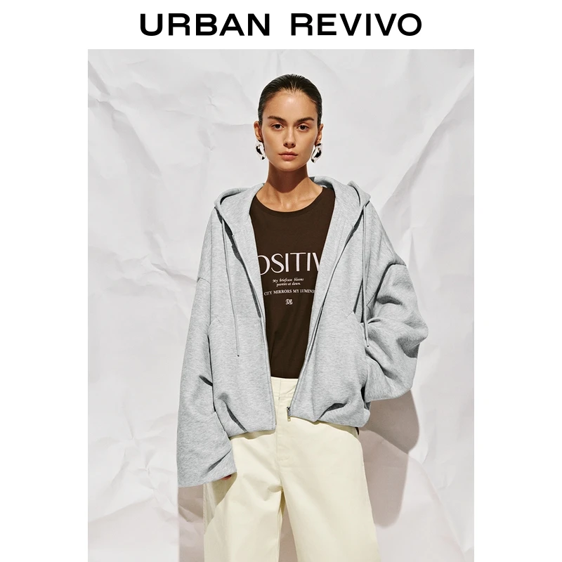 UR2025秋季新款女装摩登中性松弛感连帽抽绳外套UWM150096+