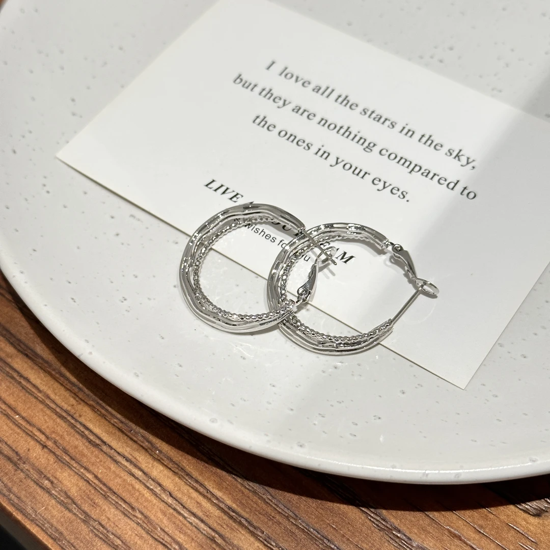 铜合金耳饰 AL5519 韩系经典素圈耳扣大耳圈轻奢高级感气质耳饰