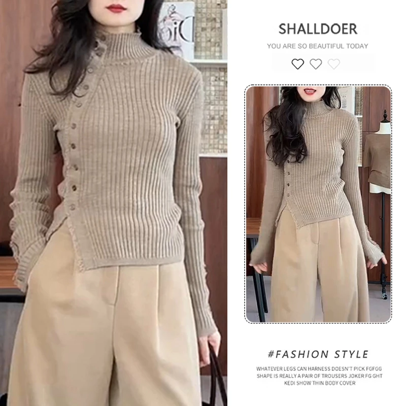 2025冬季新款洋气针织高领上衣慵懒风减龄时尚显瘦高级感百搭女装