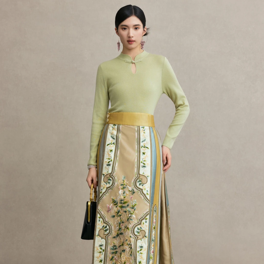 「百绘」乐锦坊复古中国风手工原创设计百搭刺绣汉服18片日常马面裙