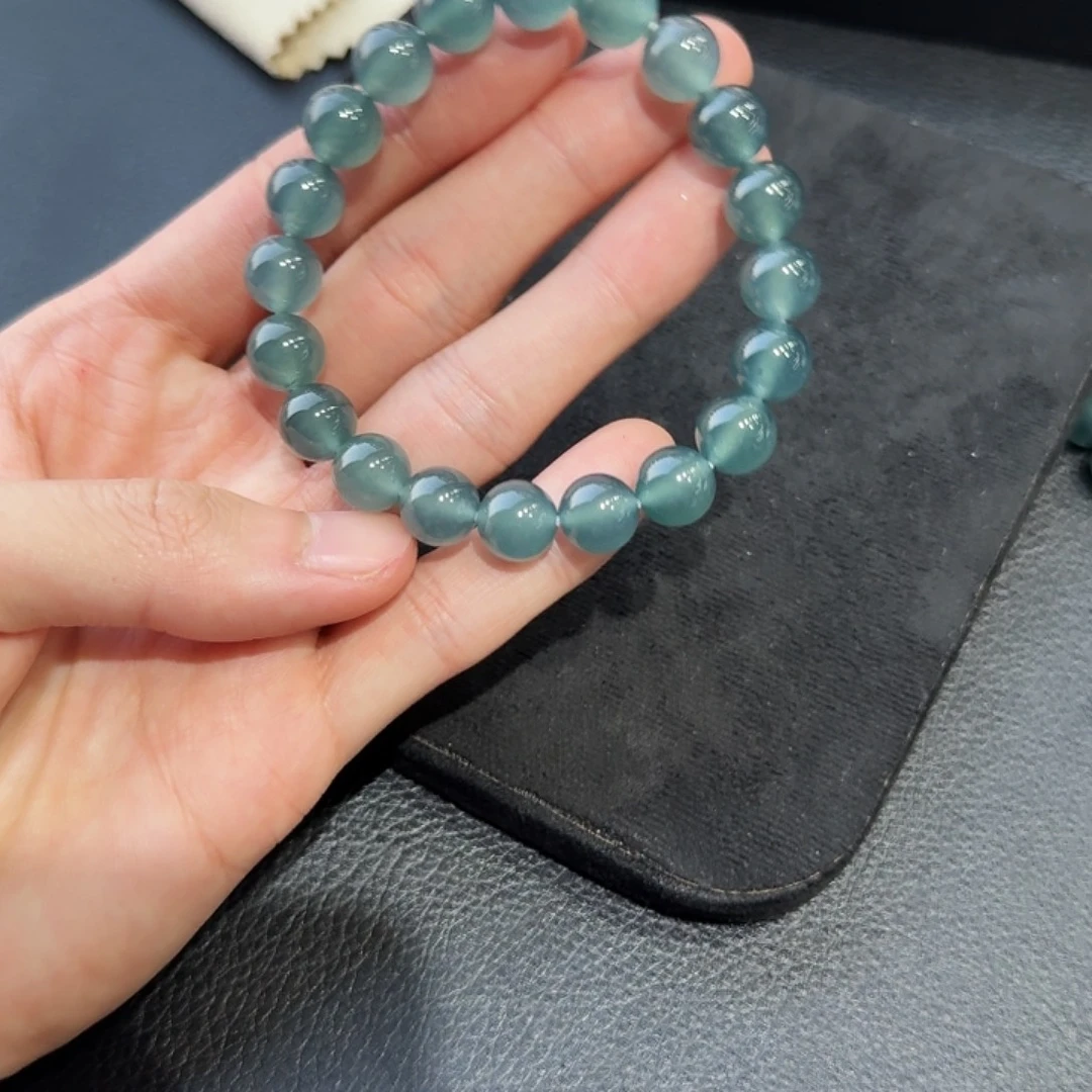蓝***球翡翠未镶嵌手链翡翠珠串