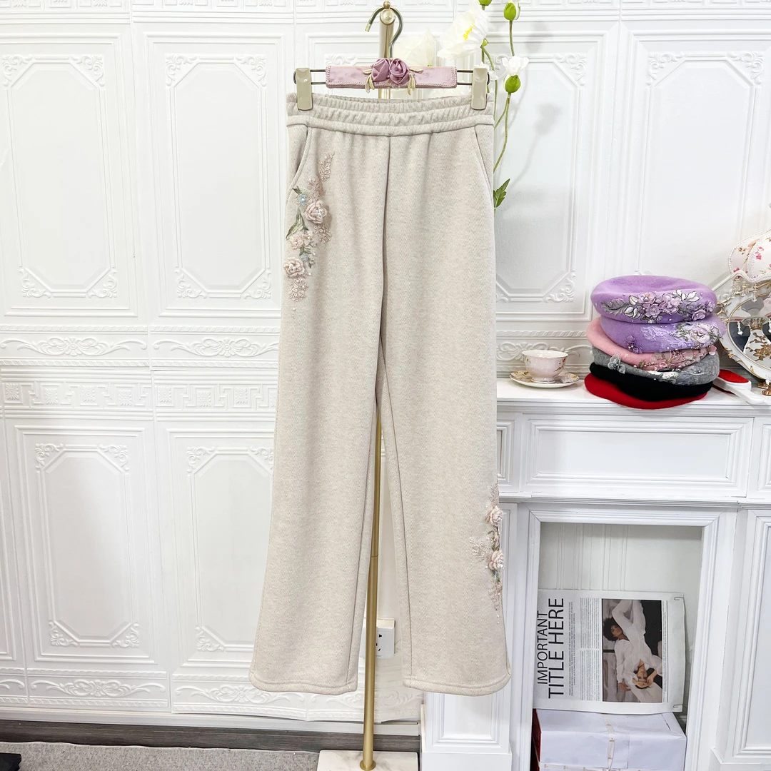 松紧腰阔腿裤休闲裤长裤宽松高腰加绒秋冬宽松休闲长卫裤aow2901