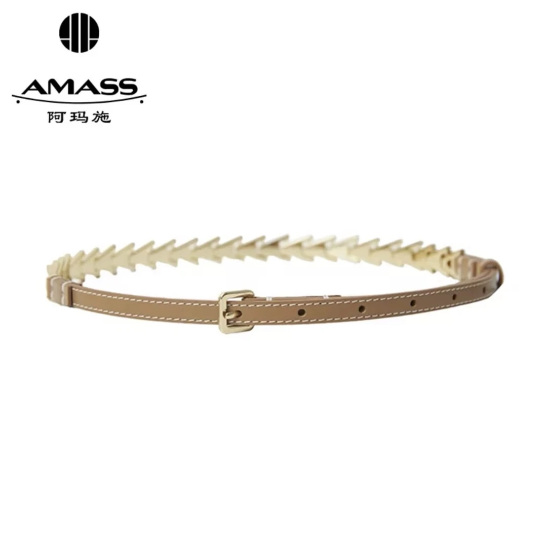 AMASS/阿玛施施时尚潮流个性复古合金A字扣金色拼接腰带5900416