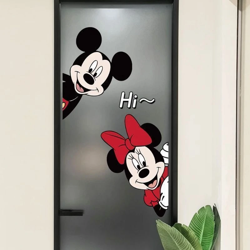 卡通米奇家居玻璃静电贴画厨房间店铺推拉门防撞贴纸可爱静电贴纸