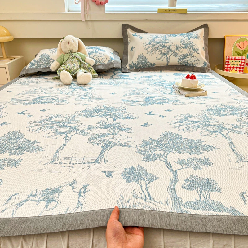 2025新款高克重卡通数码印花冰藤席床席床笠款