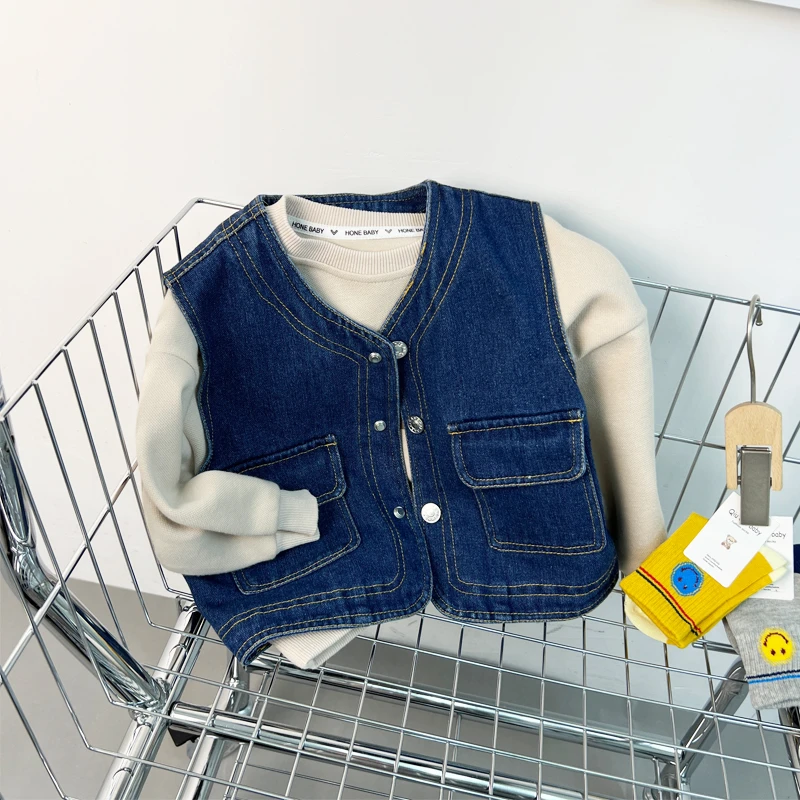 儿童马甲2025春季新款时尚小坎肩男宝宝洋气百搭上衣潮亲子款潮