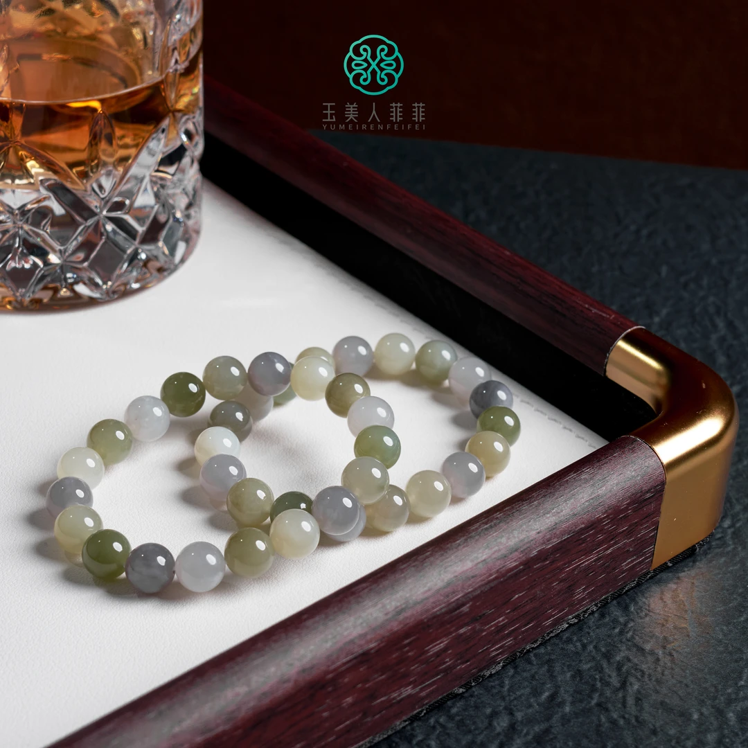 珠光宝气*和田玉圆珠手串约10mm*多样性发一