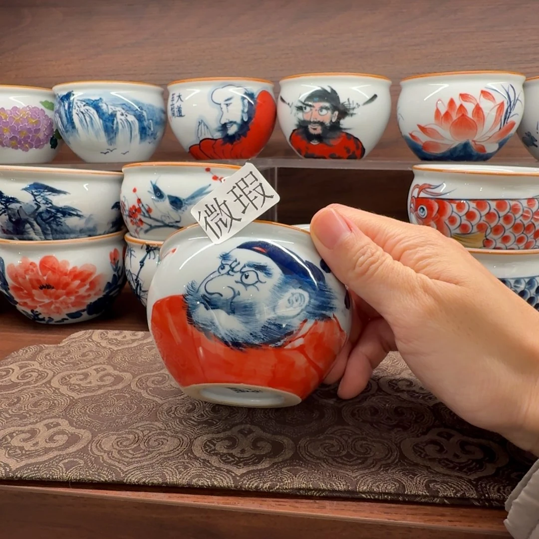 釉下手绘茶具微瑕