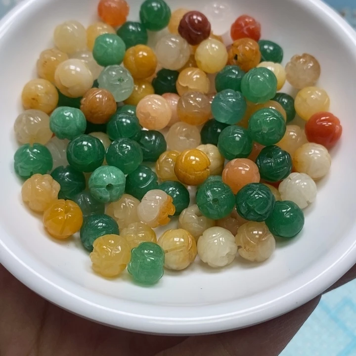 未镶嵌石英岩玉珠宝半成品莲花珠25颗