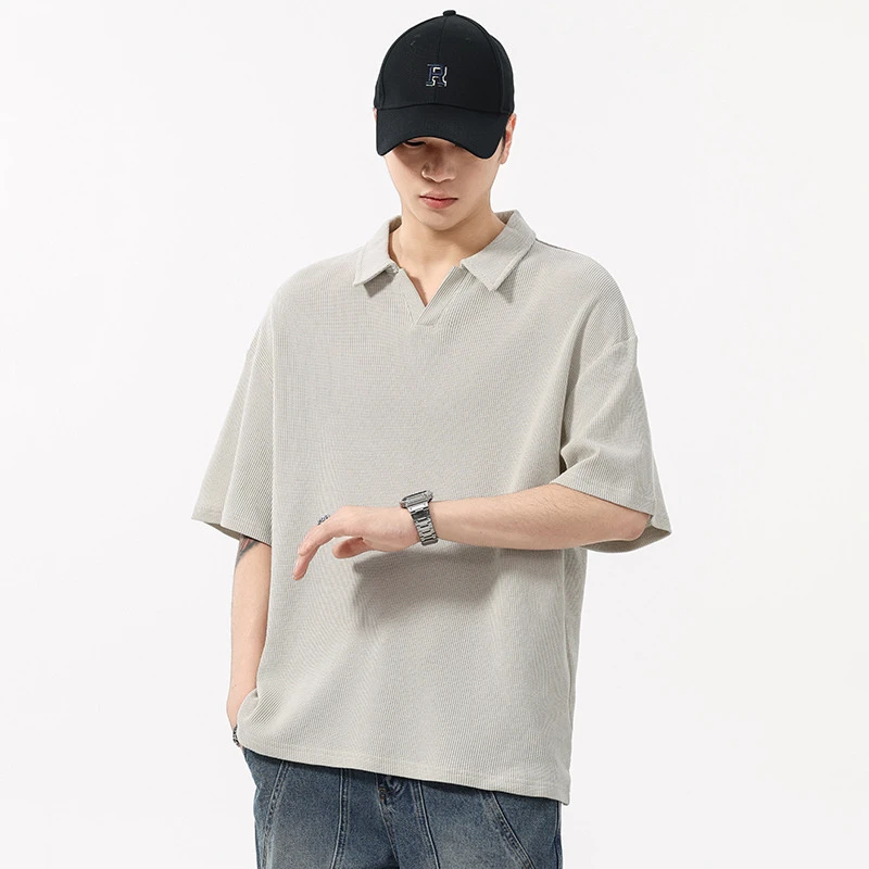 纯色短袖polo衫男士夏季新款宽松休闲潮牌半袖夏季翻领t恤男上衣