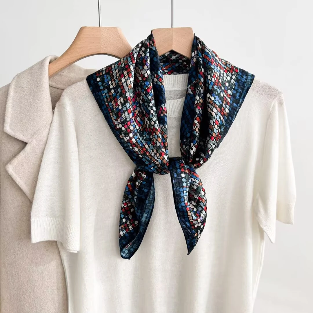 多彩宝石琉璃真丝中方巾100%桑蚕丝围巾春秋夏季时尚百搭丝巾送礼