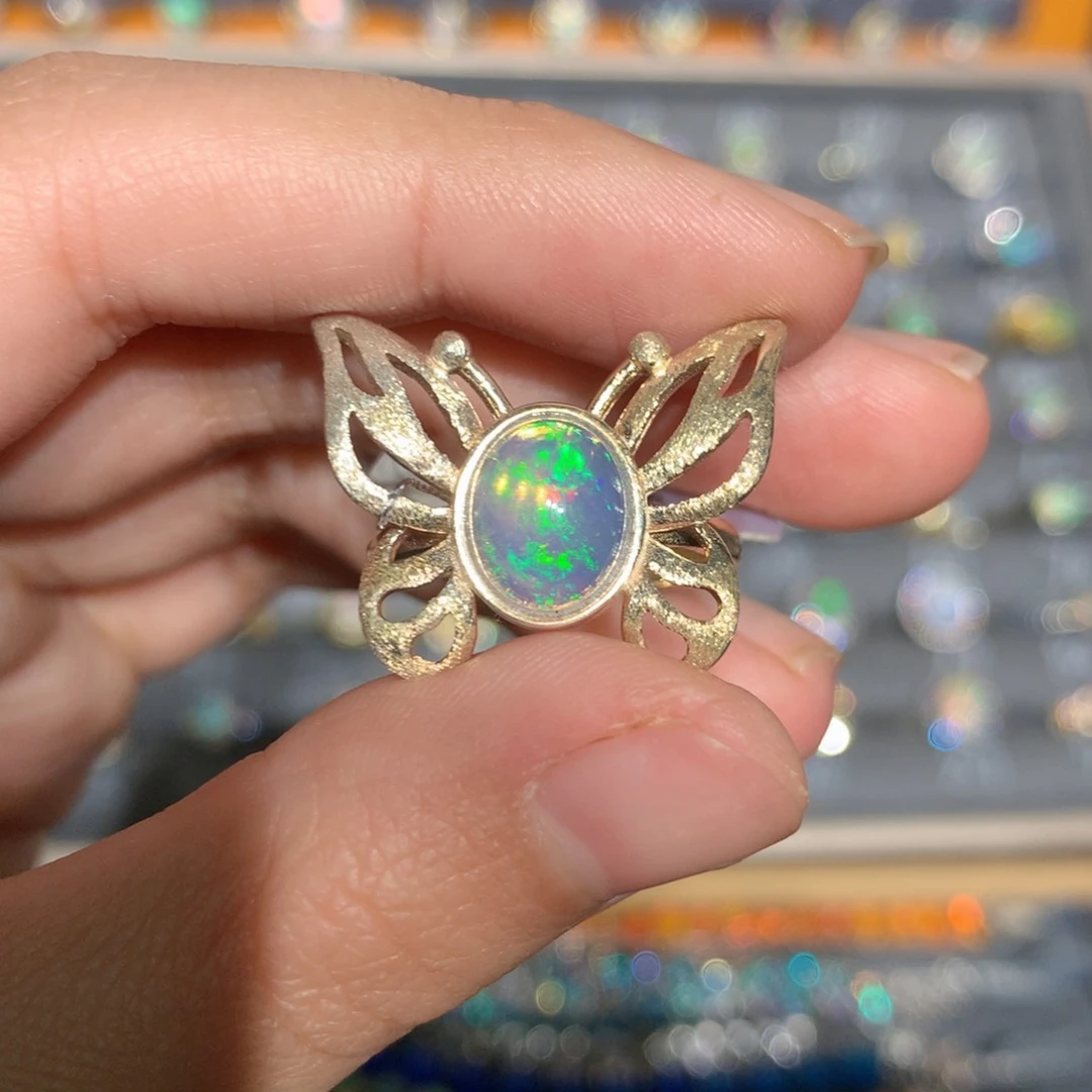 银S925镶嵌欧泊欧泊戒指y