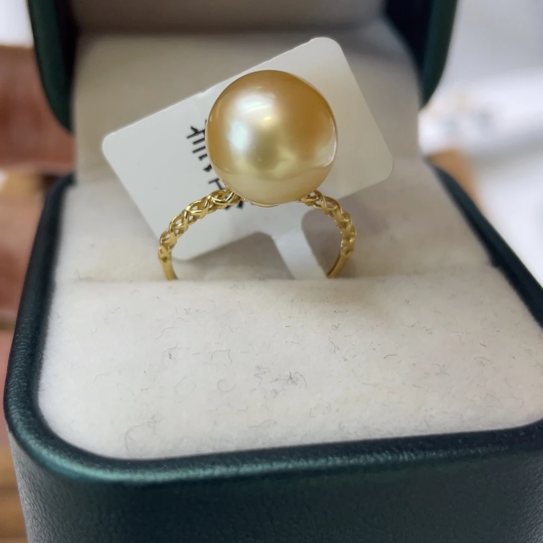 戒圈18K金镶嵌海水珍珠
