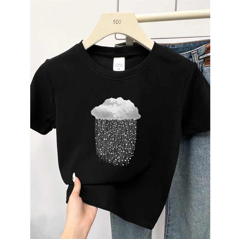 短袖正肩t恤女夏季2025新款小个子通勤休闲时尚百搭显瘦圆领上衣