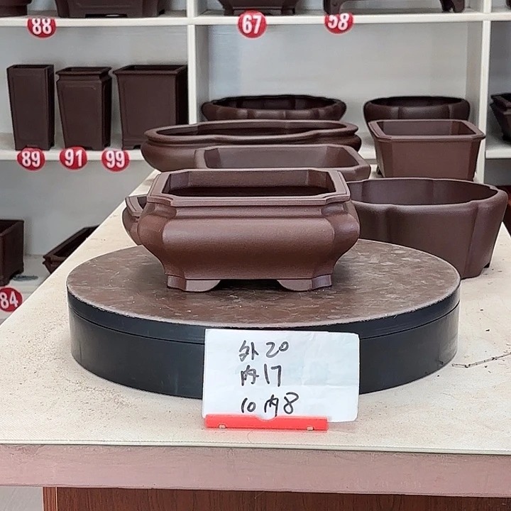 紫砂花盆切角小四方
