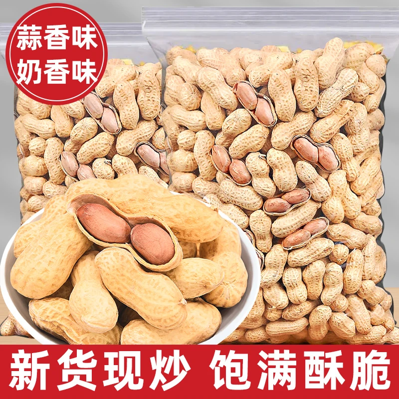 蒜奶香味花生500g带壳花生米坚果炒货休闲零食厂家直销出游聚餐