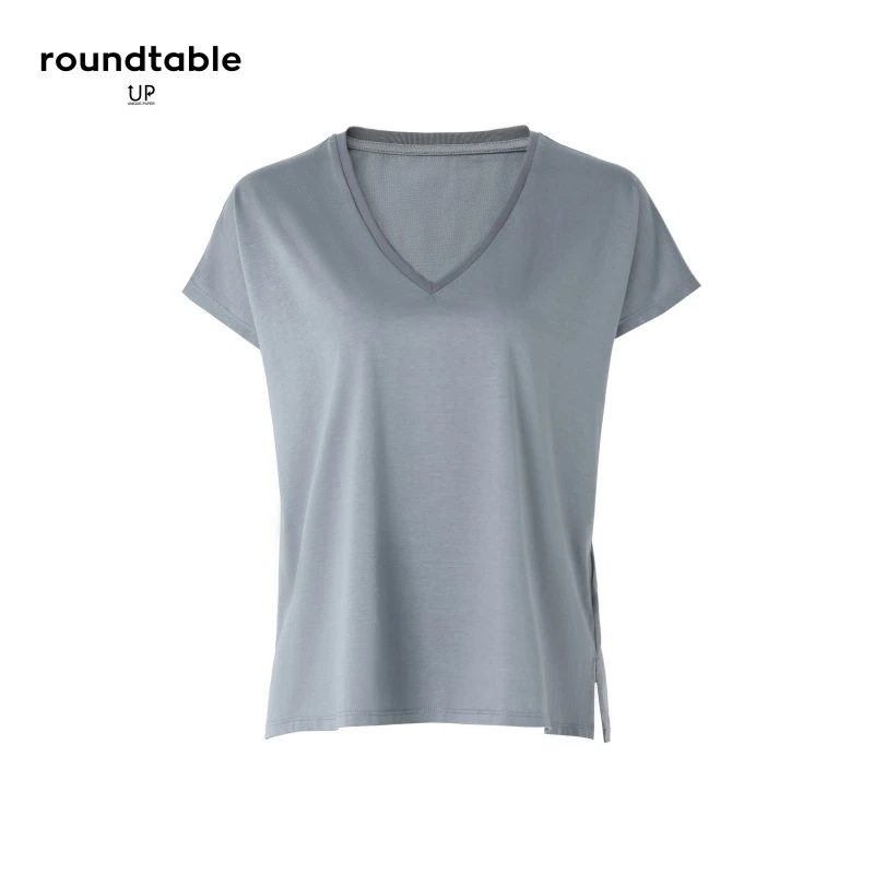 夏日微风柔滑垂坠V领简约短袖新款T恤