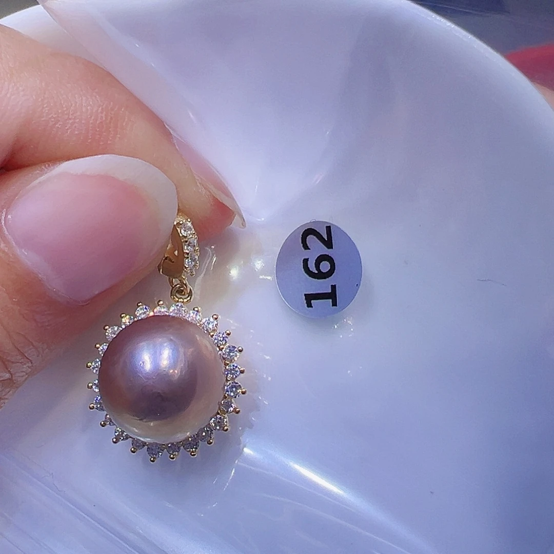 淡水珍珠银S925镶嵌耳饰