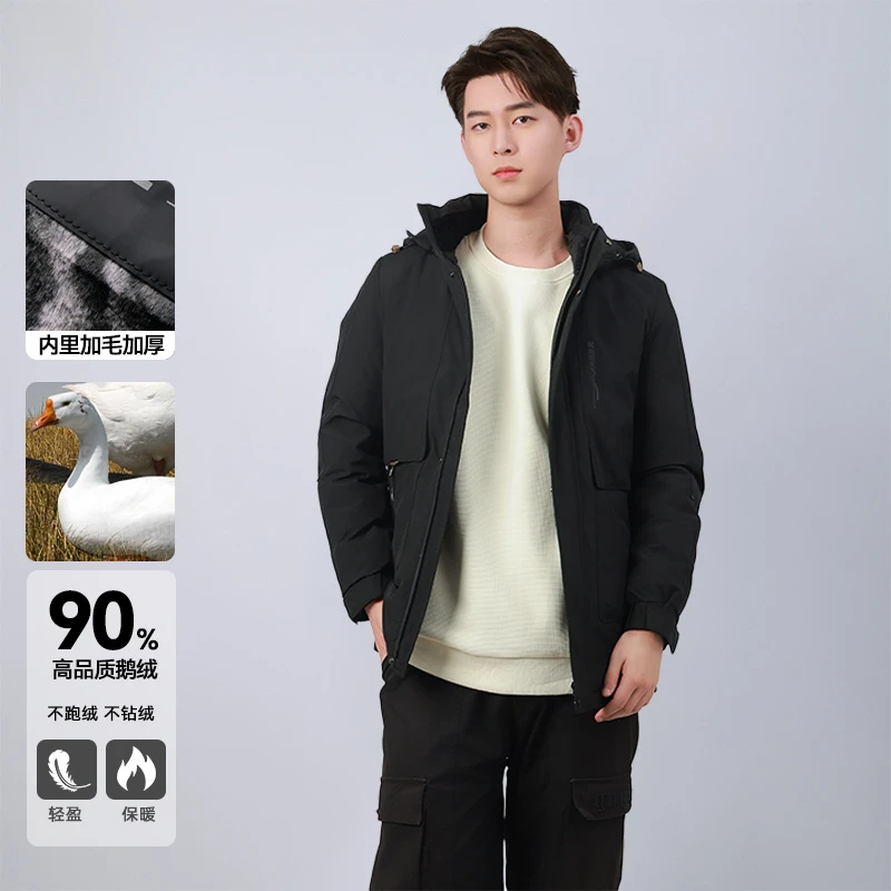 新款内里加毛加厚保暖连帽鹅绒服外套47100