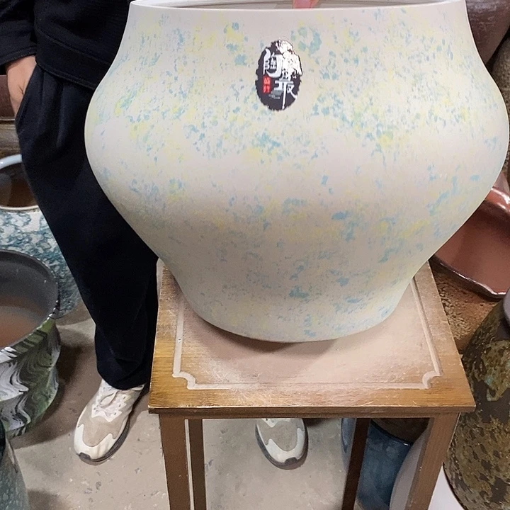 紫砂花盆口28高度29海盐蓝………