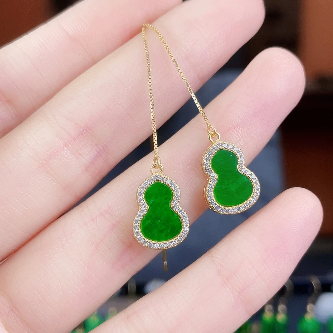 翡翠银S925镶嵌耳饰