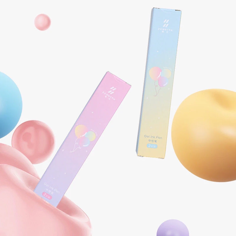 赞仕气球笔创意解压捏捏按动中性笔学生速干双珠CS0.5刷题签字笔