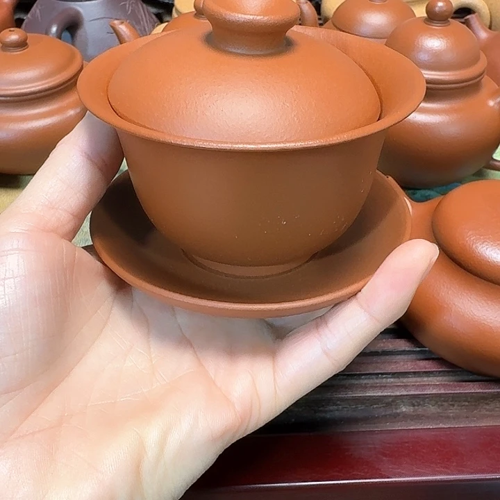 紫砂茶壶朱泥半手工