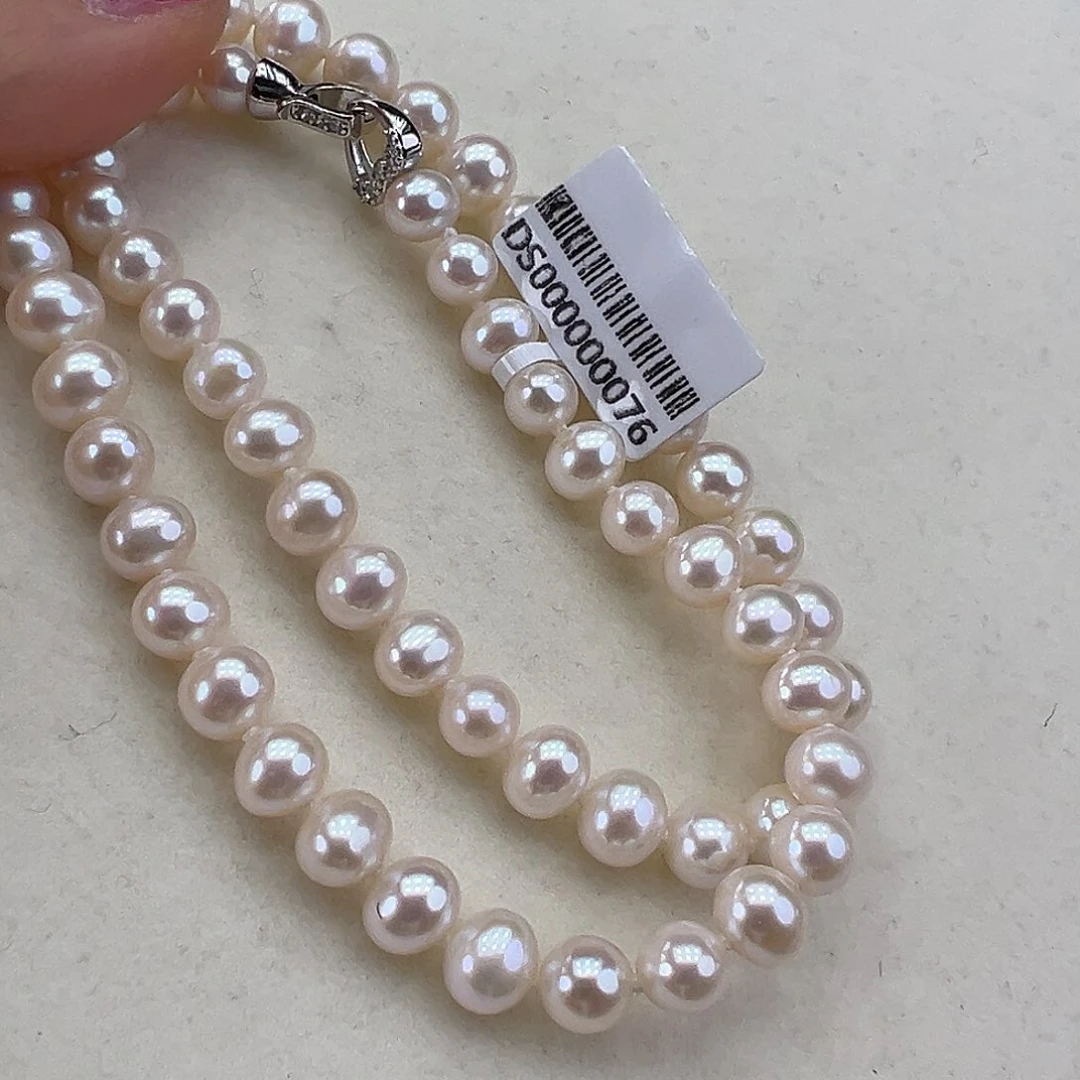 淡水珍珠项链银S925镶嵌➕7极光