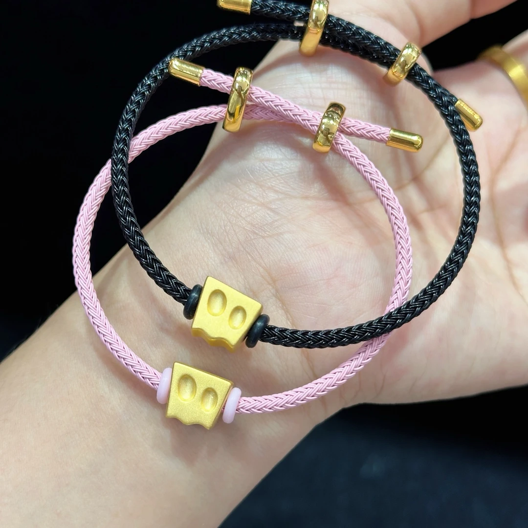 水贝黄金足金999薛之谦DSP纸袋人转运珠黄金手链谦友情侣同款