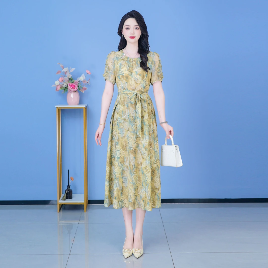 【SJYH2207】2025年夏季新款时尚优雅减龄连衣裙显瘦气质