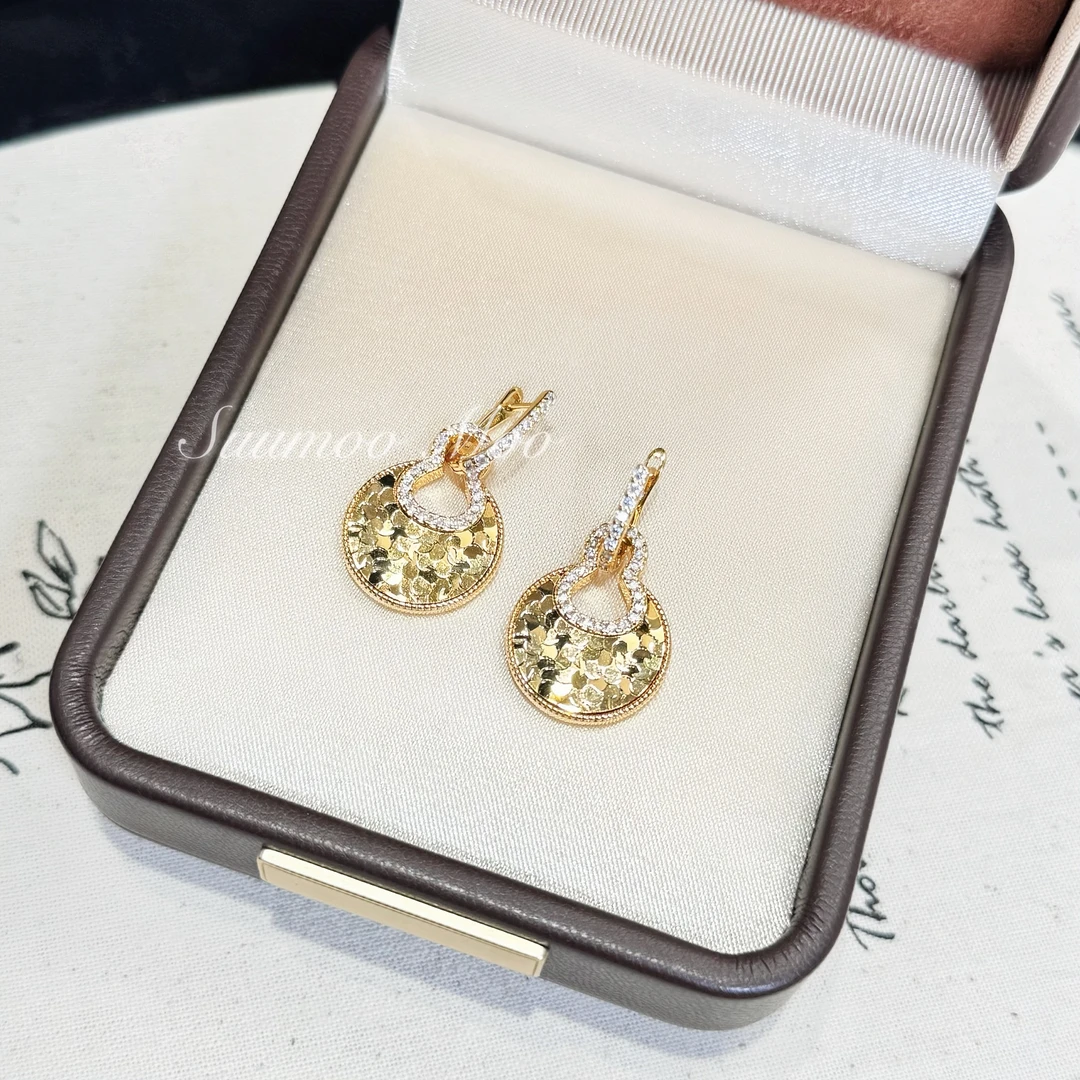 铜合金合成锆石耳饰 时尚国风碎金金葫芦钱袋子耳环 扣款