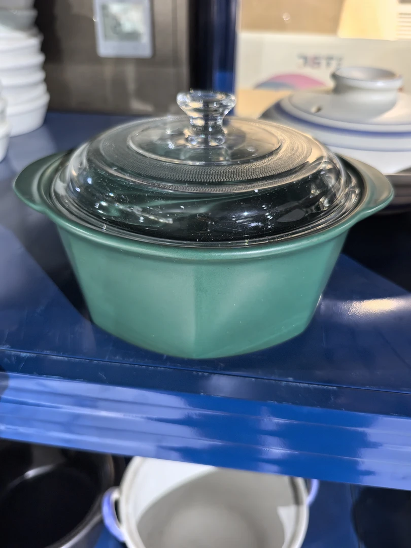 景德镇珍宝砂锅2升2310绿色康宁盖微瑕