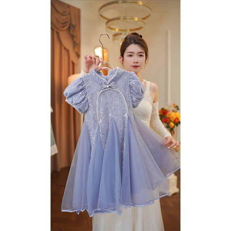 女童裙子2025夏季新款中国风中式连衣裙儿童洋气夏季裙子9707